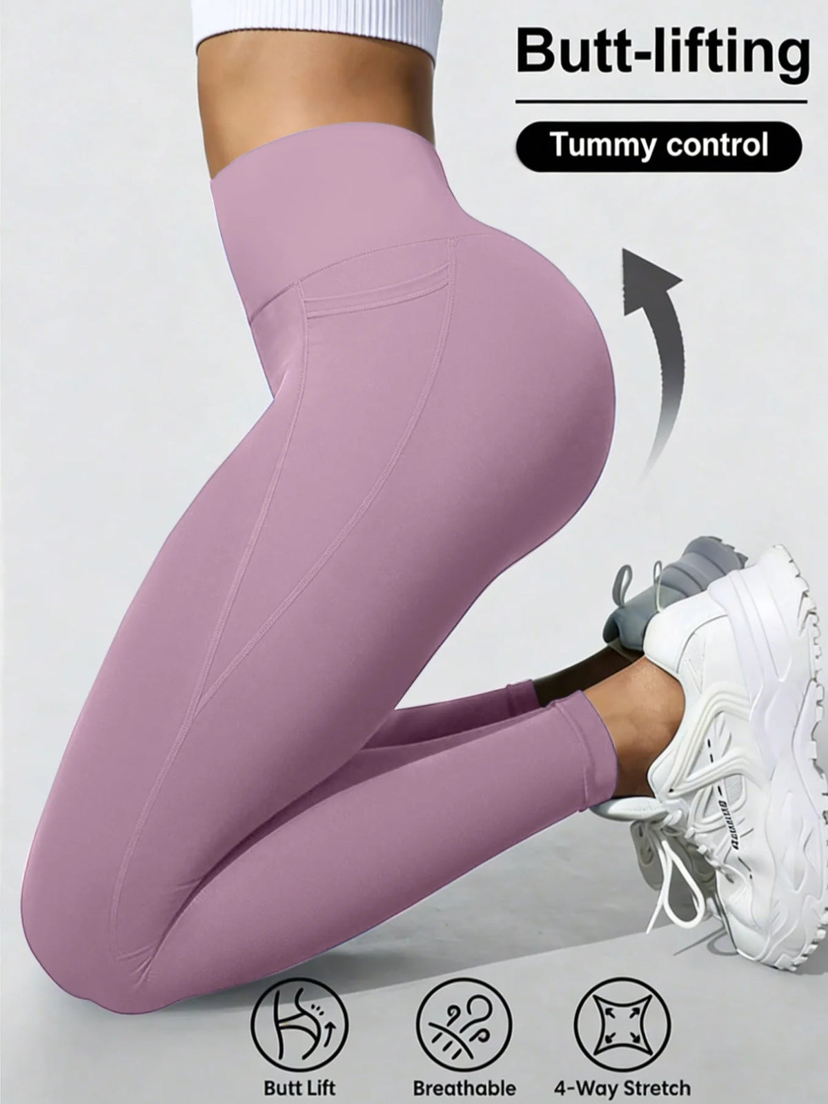 Women Butt Lifting Fitness Leggings With Pockets Tummy Control Sports Pant High Waist Fitness Tights Gym Clothing Sportswer