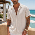 Men's Summer Casual Shirt European American Style Lapel Retro Jacquard Short Sleeve Fashionable Men's Clothing