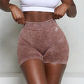 Women Bum Acid Wash Low V-BACK Scrunch Butt Shorts Women Seamless Sports Shorts Women V-shaped Hip Gym Cycling Elastic Tights