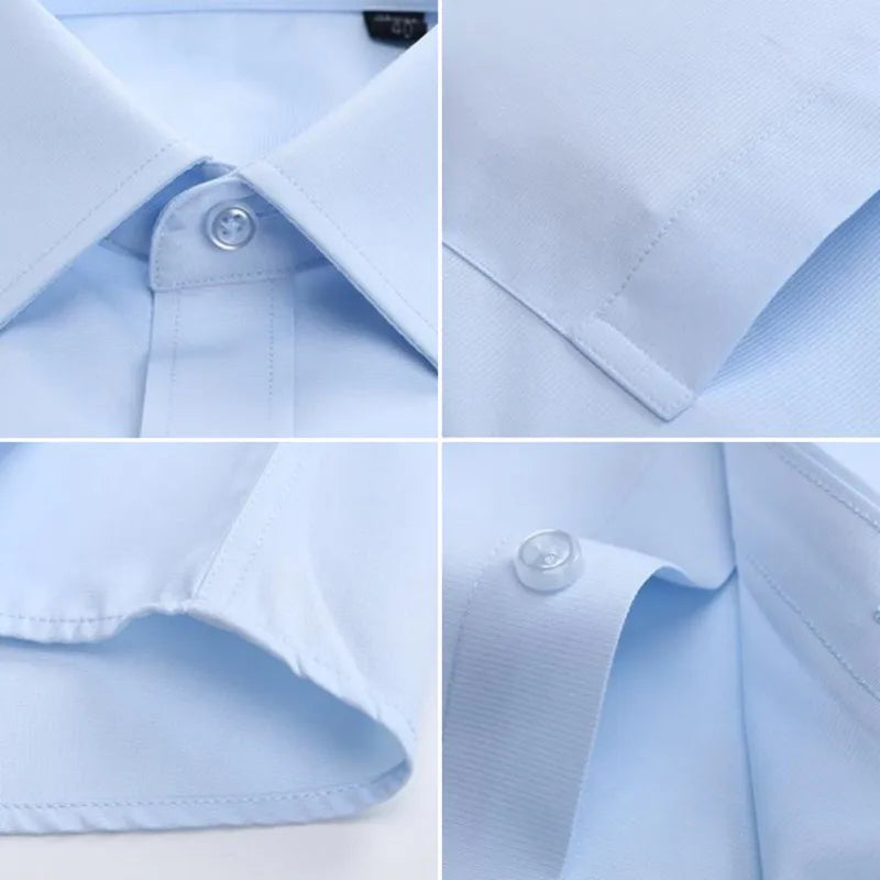 New Men's Fashion Pure Cotton Business Dress Shirts For Man Short Sleeved Shirt White Classic Social Casual Slim Fit Shirt 8XL