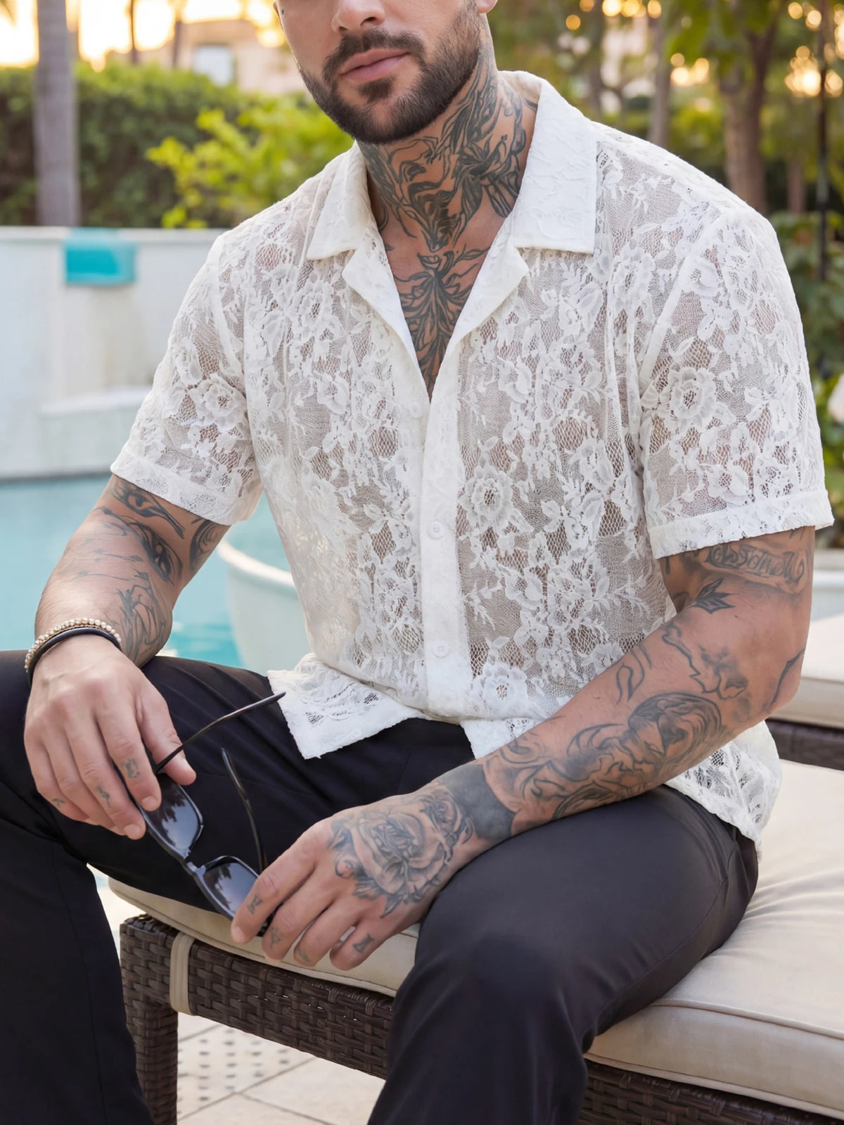 Men's Casual Shirt Summer Short Sleeve Male Clothing Hip Hop Streetwear Plus Tops Black White Tee Fashion Baggy Shirt For Men