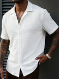 New Men's Shirts Fashion Stripes Print Short-sleeved Tees Summer Tops Men Turn-down Collar Button Casual T-shirt Clothing