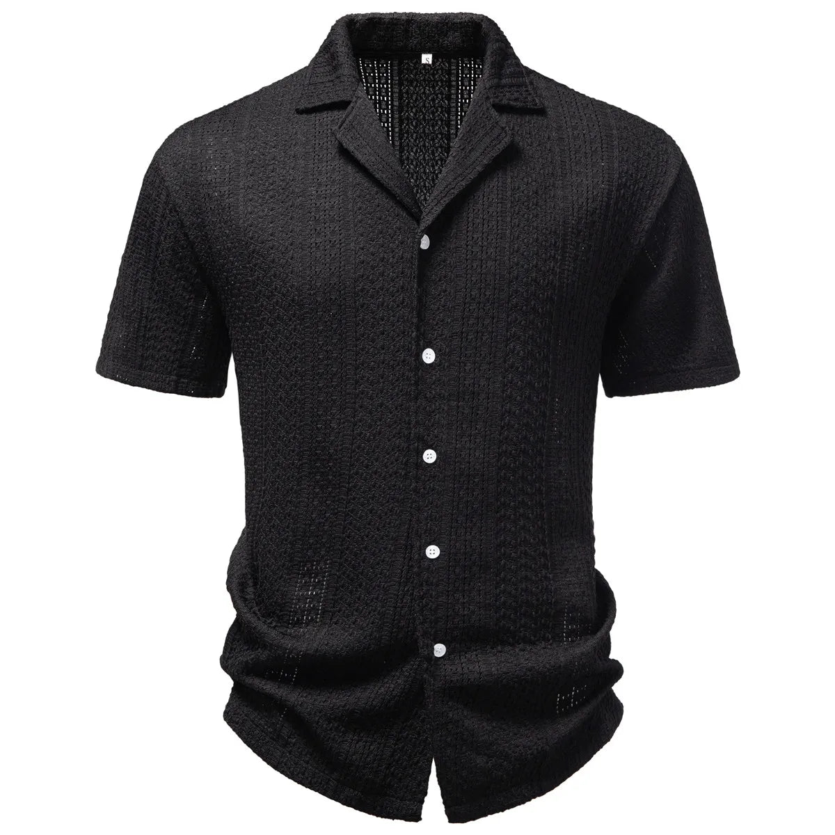 Men's Summer Casual Shirt European American Style Lapel Retro Jacquard Short Sleeve Fashionable Men's Clothing