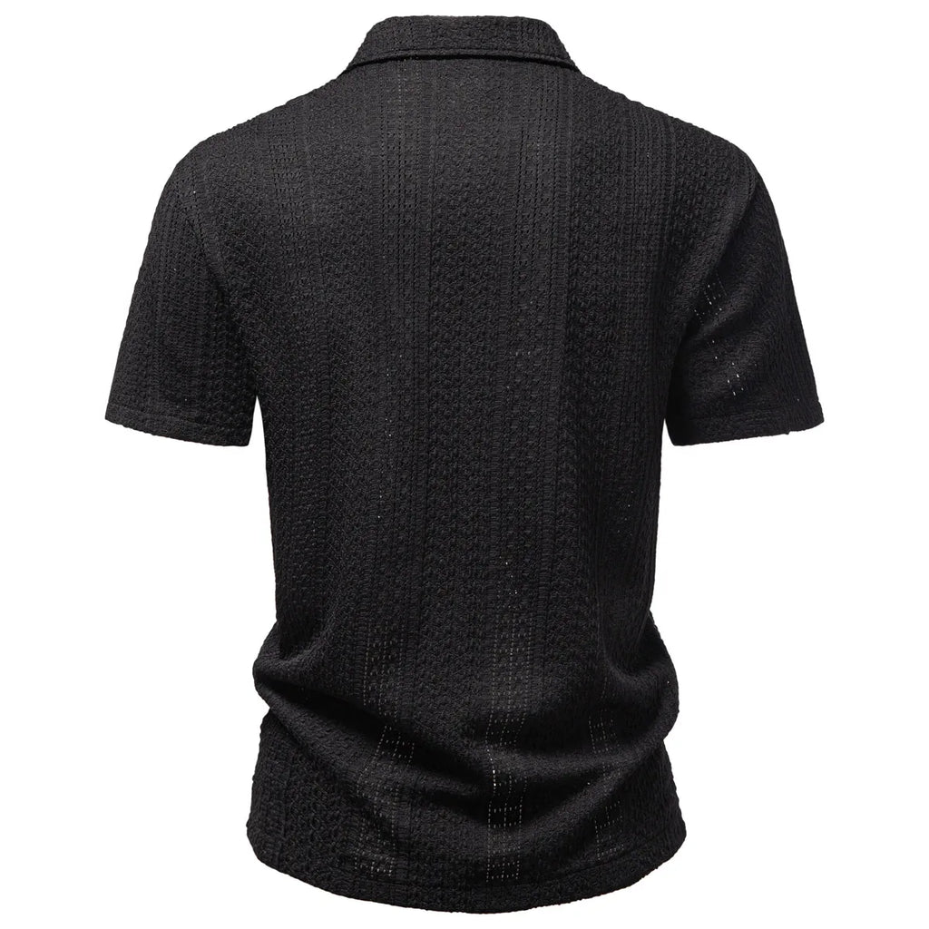 Men's Summer Casual Shirt European American Style Lapel Retro Jacquard Short Sleeve Fashionable Men's Clothing