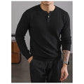 American Henry Collar Sweater Men's Style Autumn  Color Lazy Fashion Loose Sports Top Knitted Wear Inner Commute