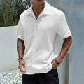 Men's Casual Shirt Summer Short Sleeve Male Clothing Hip Hop Streetwear Plus Tops Black White Tee Fashion Baggy Shirt For Men
